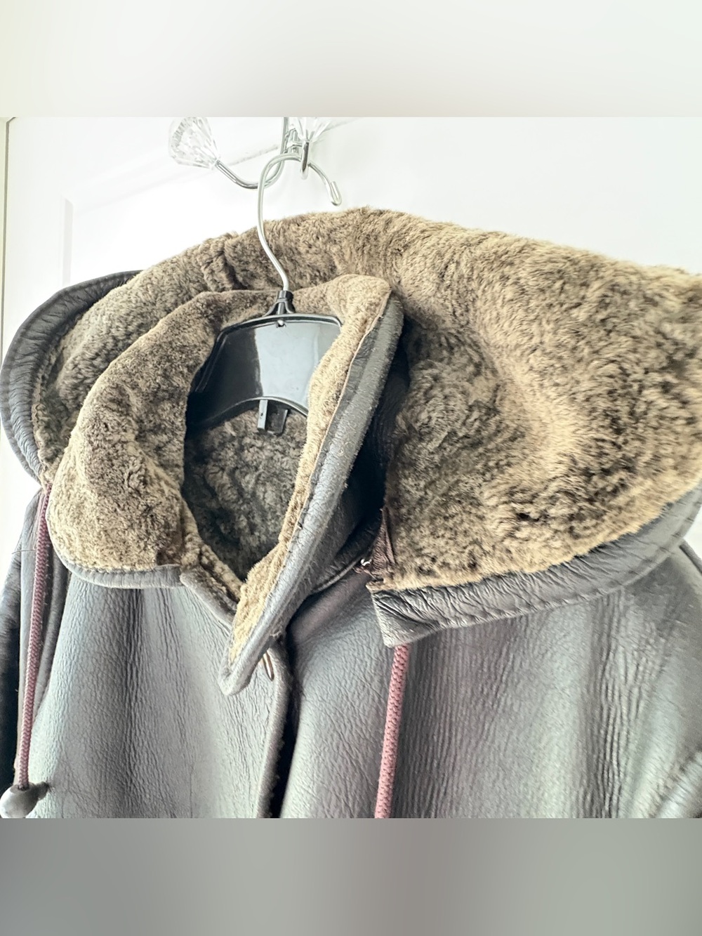 Bod Christensen Shearling Fur Lined Leather Coat Brown Size M - Picture 3 of 13